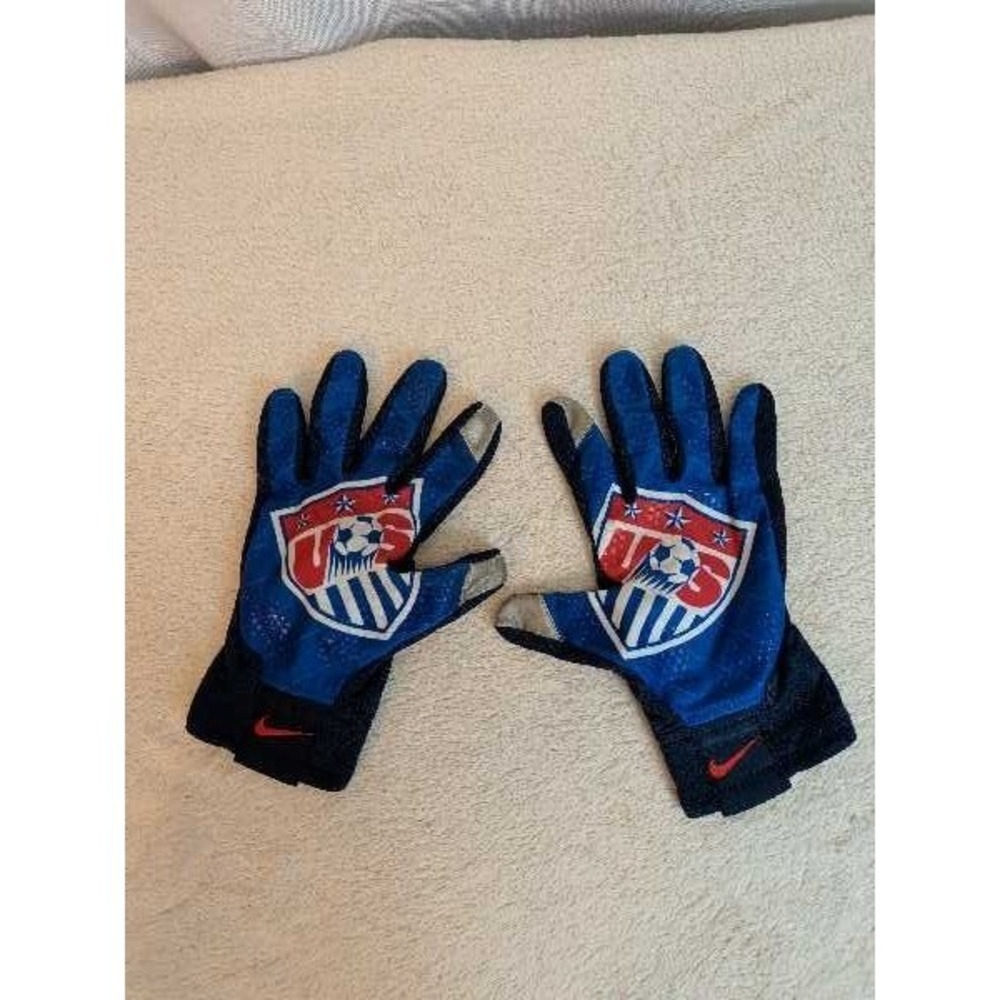 Nike US Soccer Goalie Gloves Size L Dri-FIT Catching Hands‎ Blue Red